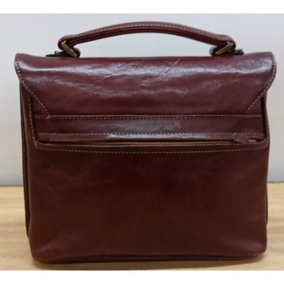 TEXIER BURGANDY LEATHER MESSENGER STYLE CROSSBODY BAG - Picture 3 of 10
